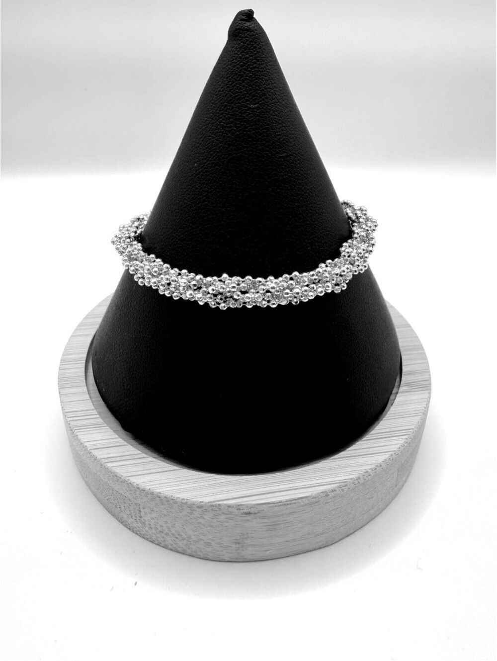 Azur Global Imports Sterling Silver Twisted Bead Chain Bracelet